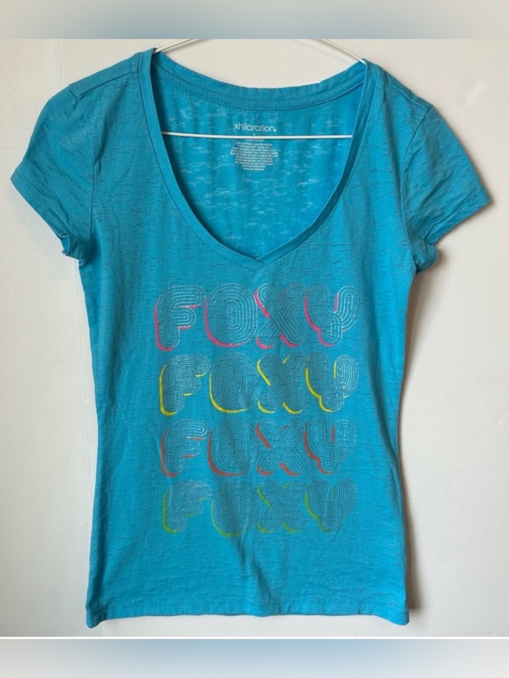 💥Xhilaration Sleepwear Teal V-Neck Short Sleeve Sleeve Shirt Graphic Tee Size S